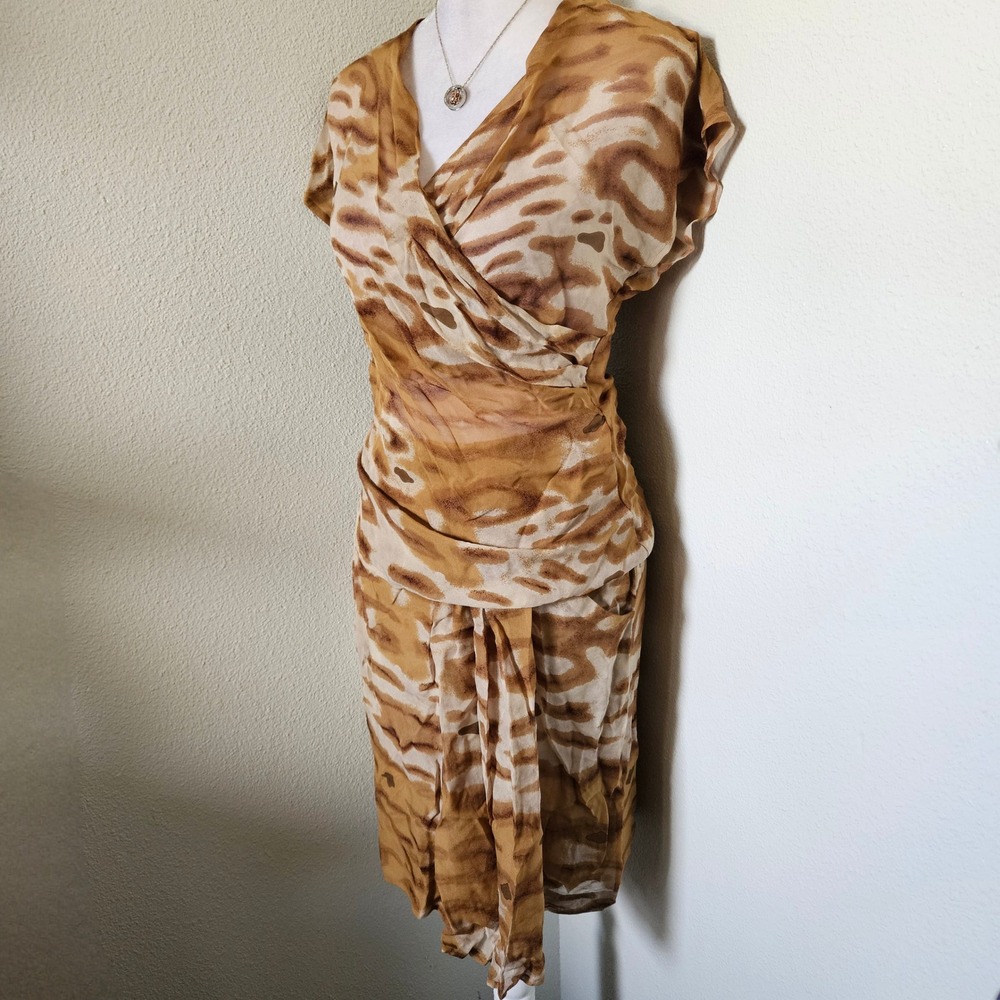 Mary Ann Restivo Vintage 100% Silk 2 Piece Set Abstract Animal Print